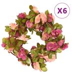 vidaXL Kerstslingers met bloemen 6 st 250 cm rozerood, Hobby en Vrije tijd, Verzenden, Nieuw