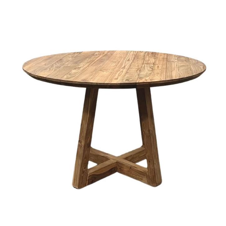 Stijlvolle teakhouten ronde tafel – Kies uit 6 unieke poten, Huis en Inrichting, Tafels | Eettafels, 100 tot 150 cm, 100 tot 150 cm