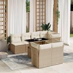 vidaXL 8-delige Loungeset met kussens poly rattan beige, Nieuw, 8 zitplaatsen, Loungeset, Verzenden
