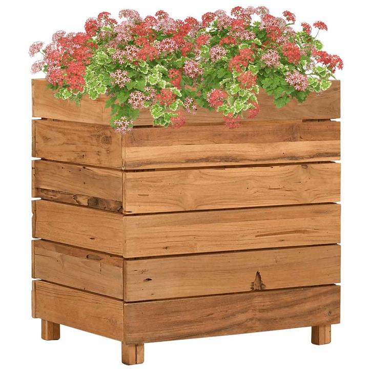 vidaXL Plantenbak verhoogd 50x40x55 cm gerecycled teakhout, Tuin en Terras, Bloembakken en Plantenbakken, Minder dan 60 cm, Nieuw