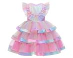 Prinsessenjurk - Luxe Unicorn jurk - Roze regenboog, Kinderen en Baby's, Nieuw, Ophalen of Verzenden