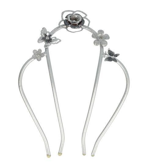 Sierkam Bloem Vlinder Glitter Zilver, Sieraden, Tassen en Uiterlijk, Uiterlijk | Haarverzorging, Verzenden