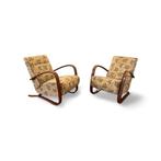 Set of 2 green relax chairs model H-269 by J. Halabala for T