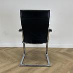 ahrend 350 Design vergaderstoel met hoge rug en slede frame,, Gebruikt, Zwart, Leer, Ophalen of Verzenden