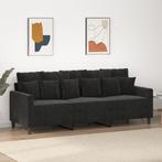 vidaXL Driezitsbank 180 cm fluweel zwart, Huis en Inrichting, Banken | Bankstellen, Verzenden, 150 tot 200 cm, Stof, Driepersoons
