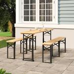 vidaXL Biertafel inklapbaar 170x50x75/105 cm massief, Tuin en Terras, Verzenden, Nieuw, Hout