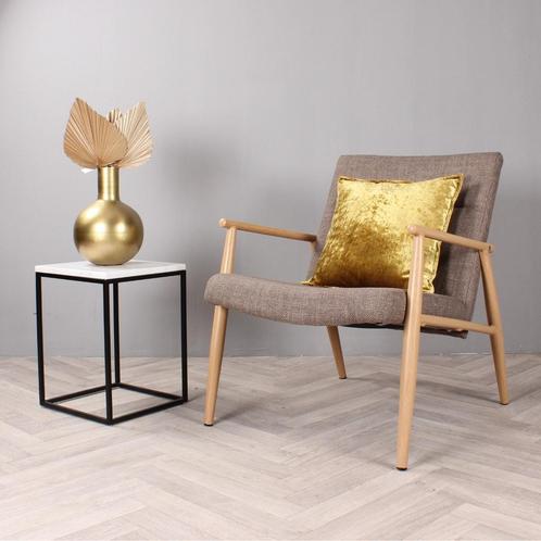 Daniel fauteuil houten frame - bruin, Huis en Inrichting, Stoelen, Bruin, Nieuw, Ophalen of Verzenden