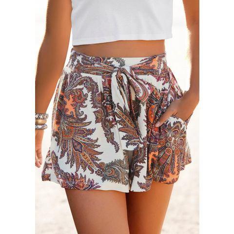 Lascana Strandshort met striklint en paisley print,, Kleding | Dames, Broeken en Pantalons, Nieuw, Verzenden