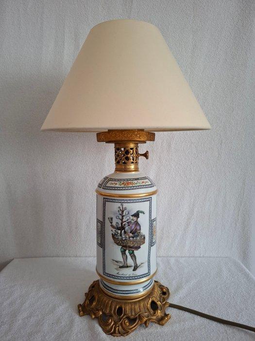 Giulia Mangani - Tafellamp - Verguld messing - 3 taferelen, Antiek en Kunst, Antiek | Glas en Kristal