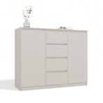 Dressoir - 120 cm 4 lades  creme 2D4S creme (Dressoirs), Verzenden, Nieuw, Overige houtsoorten, Met lade(s)