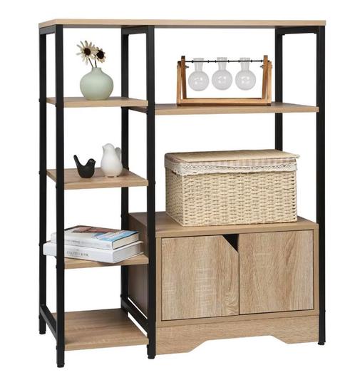 Nieuw Vintage Design Boekenkast in Licht Eiken – Houten Kast, Huis en Inrichting, Kasten | Buffetkasten, Nieuw, Verzenden