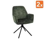 Draaistoelen | Fluweel/Metaal | Groen | Zwarte Poten |, Verzenden, Nieuw in verpakking