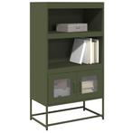 vidaXL buffetkast 68x39x123 cm staal olijfgroen, Verzenden, Nieuw, Metaal