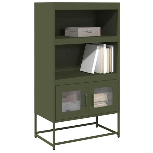 vidaXL buffetkast 68x39x123 cm staal olijfgroen, Huis en Inrichting, Kasten | Buffetkasten, Nieuw, Metaal, Verzenden