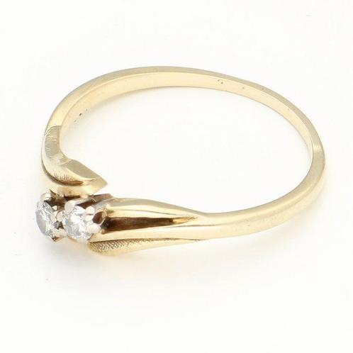 Ring - 14 karaat Geel goud - 0.15ct. tw. Diamant, Sieraden, Tassen en Uiterlijk, Ringen