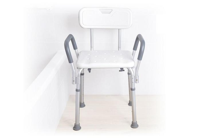 Moretti douchekruk met rugleuning en kunststof zitting - ver, Diversen, Verpleegmiddelen, Nieuw, Verzenden