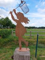 Beeld, garden statue silhouette of girl with butterfly net -, Antiek en Kunst