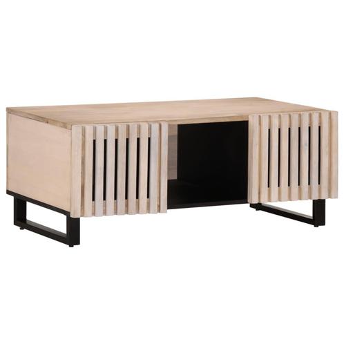 vidaXL Salontafel 100x55x40 cm massief mangohout wit, Huis en Inrichting, Tafels | Salontafels, 100 tot 150 cm, Nieuw, Overige houtsoorten