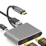 USB-C naar HDMI 4K (x2) + USB 3.0 + USB-C Adapter (Kabels), Computers en Software, Pc- en Netwerkkabels, Nieuw, Verzenden