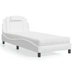 vidaXL Bed Viana met matras kunstleer wit 90x190 cm, Huis en Inrichting, Overige materialen, 90 cm, Eenpersoons, Verzenden