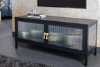 Moderne TV Lowboard AMSTERDAM 90cm Zwart Goud Dammen Glas, Huis en Inrichting, Kasten | Televisiemeubels, Ophalen of Verzenden