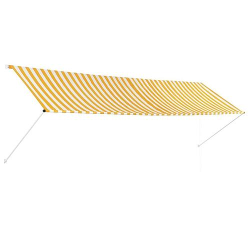 Luifel 400x150 Geel Wit | Retourdeal! 55% Korting, Tuin en Terras, Zonneschermen, 250 cm tot 450 cm, Nieuw, Uitvalscherm, 150 tot 300 cm