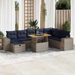 vidaXL 9-delige Loungeset met kussens poly rattan acacia, Verzenden, Nieuw, Rotan, Loungeset