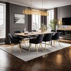 Eetkamerstoel Marilyn fluweellook, gouden poten - zwart/goud, Huis en Inrichting, Stoelen, Verzenden, Nieuw