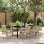 vidaXL 7-delige tuinset met kussens in beige poly rattan, Tuin en Terras, Tuinsets en Loungesets, Verzenden, Nieuw, Rotan, Tuinset