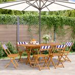 vidaXL Tuinstoelen 6 st inklapbaar stof en massief hout, Tuin en Terras, Tuinstoelen, Verzenden, Nieuw, Hout