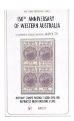 Vel WAPEX 1979. Australië. Blok van vier Shillingzegels, Postzegels en Munten, Postzegels | Oceanië, Ophalen of Verzenden, Gestempeld