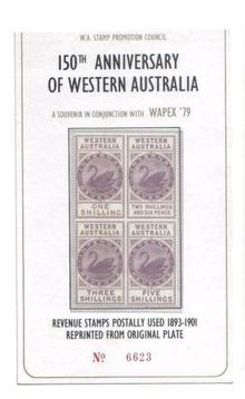 Vel WAPEX 1979. Australië. Blok van vier Shillingzegels
