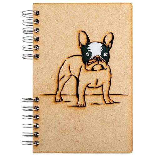 Notebook MDF 3d kaft A5 gelinieerd - Franse Bulldog NIEUW, Diversen, Schrijfwaren, Nieuw, Ophalen of Verzenden