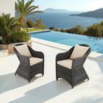 2 luxe wicker fauteuils met kussens - grijs, Tuin en Terras, Verzenden, Nieuw