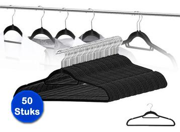 50 Stevige suede kledinghangers - Zwarte kleerhangers