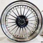 17 inch 4x100 / 5x100 Y7670 - Chrome  Gold Rivets - Alpina, Auto-onderdelen, Banden en Velgen, Ophalen of Verzenden, Nieuw, 17 inch