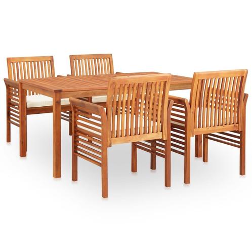 vidaXL 5-delige Tuinset met kussens massief acaciahout, Tuin en Terras, Tuinsets en Loungesets, Tuinset, Nieuw, Hout, Verzenden