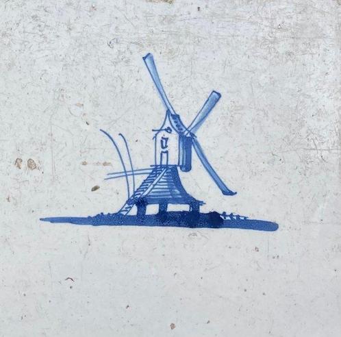 Tegel - Antieke Delfts blauwe tegels met windmolens,, Antiek en Kunst, Antiek | Glas en Kristal
