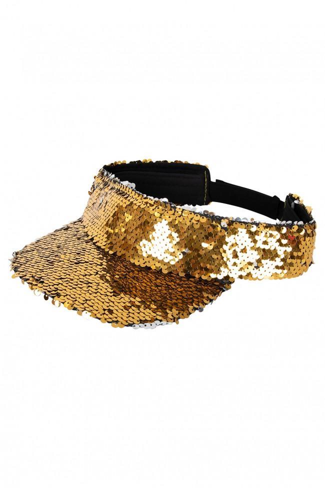 Zonneklep Goud Sequin Gekleurde Pet met Gouden Zilver Paille, Kleding | Heren, Hoeden en Petten, Nieuw, Ophalen of Verzenden