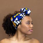 Afrikaanse  Blauw / Gele Samakaka hoofddoek - headwrap, Ophalen of Verzenden, Nieuw