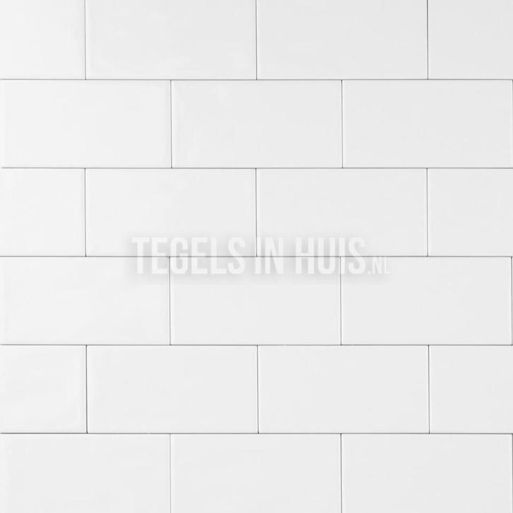 Wandtegel cottage 7,5x15 glans wit handvormlook met rechte, Doe-het-zelf en Verbouw, Tegels, Wandtegels, Nieuw, 10 m² of meer