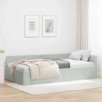 vidaXL Hoekbedframe met hoofdeinde Lichtgrijs 80 cm x 200 cm, Verzenden, Nieuw, Stof