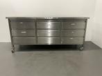 Mobiele RVS werktafel met lades | 2000x700x920mm, Ophalen of Verzenden, Nieuw in verpakking, RVS Meubilair
