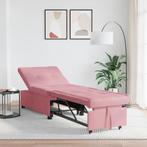 vidaXL 3-in-1 Sofa Bed Uittrekmodel Roze Fluweel, Verzenden, Nieuw, Stof, Minder dan 150 cm