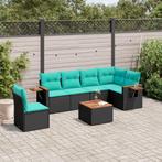 vidaXL 7-delige Loungeset met kussens poly rattan zwart, Tuin en Terras, Tuinsets en Loungesets, Verzenden, Nieuw, Rotan, Loungeset