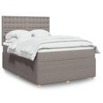 vidaXL Boxspring met matras stof taupe 140x200 cm, Huis en Inrichting, Slaapkamer | Bedden, Verzenden, 140 cm, 200 cm, Stof