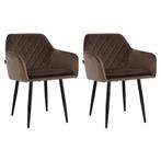 Lina® Noble - Velvet Eetkamerstoelen - Set van 2 - Bruin, Huis en Inrichting, Stoelen, Twee, Bruin, Stof, Nieuw