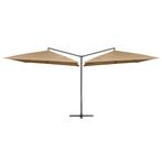 vidaXL Parasol dubbel met stalen paal 250x250 cm taupe, Verzenden, Nieuw, Meer dan 4 meter