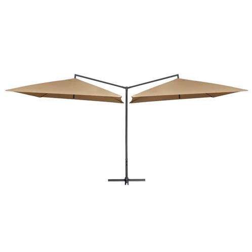 vidaXL Parasol dubbel met stalen paal 250x250 cm taupe, Tuin en Terras, Parasols, Nieuw, Meer dan 4 meter, Verzenden