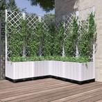 vidaXL Plantenbak met latwerk 120x120x136 cm polypropeen wit, Kunststof, 100 cm of meer, Verzenden, Nieuw